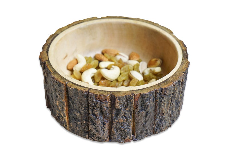 GoCraft Wood Potpourri Bowl with Tree Bark, Small, 6" Diameter x 3" Height, Wooden Decorative Bowl - Image 4
